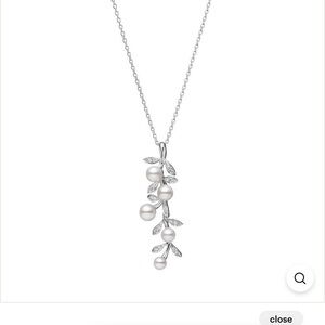 Mikimoto Olive Leaf Necklace in 18k White Gold